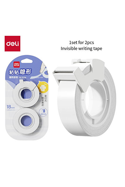 Choice 2Rolls 1 Set Deli PVC Invisible Tape Set with Dispenser, 1.8cm x 20y, ...
