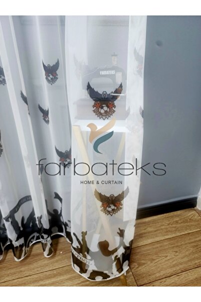 farbateks Bjk Karakartal Fan Black White 3 Layer Pleated Tulle Curtain