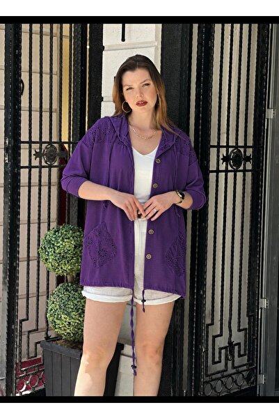 PARKDERİN Plus Size //Take One Size Smaller//Hooded, Buttoned, Aerobin Fabric...