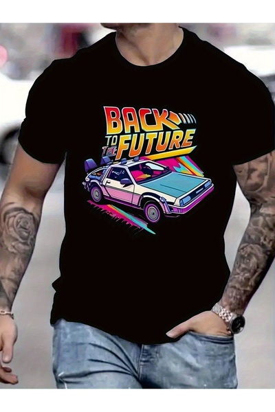 Aura YIO تي شيرت رجالي بنمط ريترو من Back to the Future