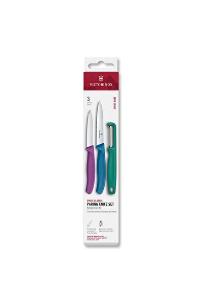 Victorinox 6.7116.33C1 Swiss Classic 3-Piece Knife and Peeler Set, Colorful