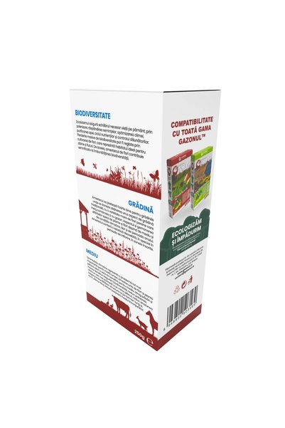 Gazonul Seminte Flori Pitice, amestec decorativ cu flori anuale, perne si trifoi, 250 gr