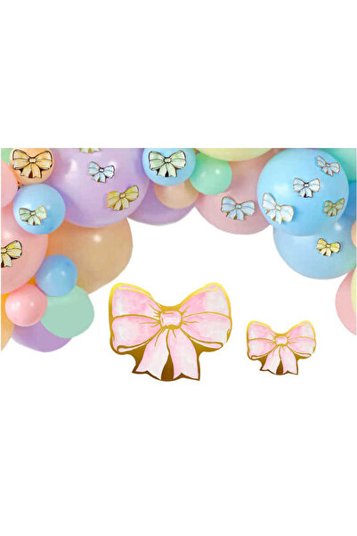 kidspartim Decorative Bow Ornament with Foil Pink 12 Pieces