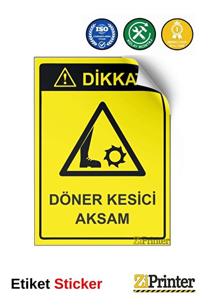 ZiPrinter انتبه! علامة تحذيرية لجهاز القطع الدوار isg مقاس 70x100 سم