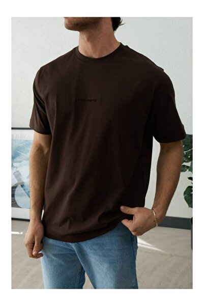 perasttesktil Men's Crew Neck Front Printed T-Shirt