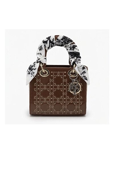 silora Luxury Handbag with Metal Ornaments and Silk Scarf