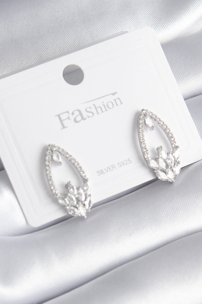 Generic Brand Brass Silver Color Zircon Stone Women's Earrings 5886 - Glst614...