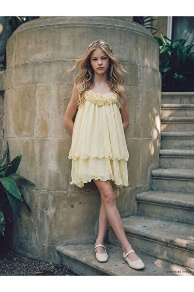 LC Waikiki LCW Kids Rochie stratificată pentru fete cu detalii florale