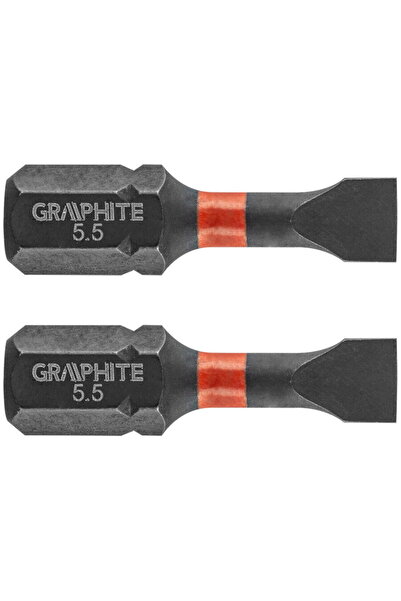 graphite Bit de șurubelniță cu impact, SL 5.5 x 25 mm, 2 buc.