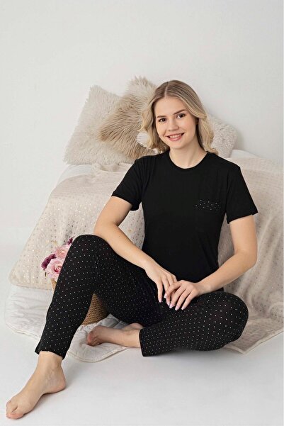 GUAVA+ Set de pijamale de vară, fără nasturi, cu decolteu rotund, din lycra, ...