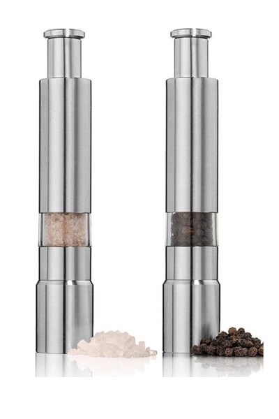 LeylArt Manual Push-Press Spice Grinder, (2 Pieces) Pepper-Salt