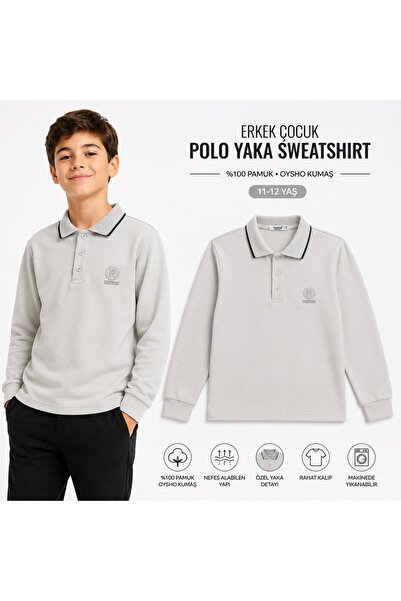TANEMKİDSWEAR سويت شيرت للأولاد من قماش أوشوه بياقة بولو
