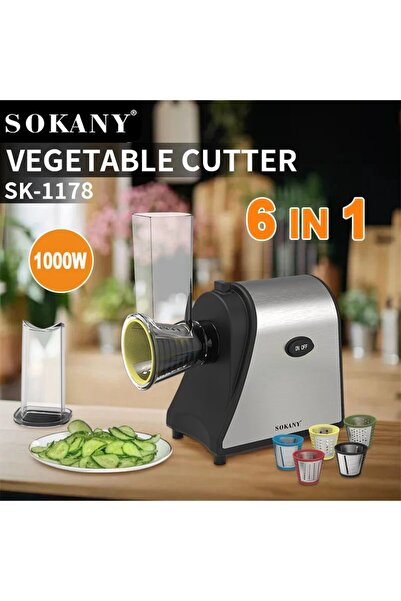 SOKANY Electric Cheese Grater & Salad Maker SK‑1178 – 1000W 6‑in‑1 Food Proce...