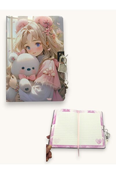 Limmy Korean Girl's Diary (Daily) Lockable Notebook 80 Sheets - Pink