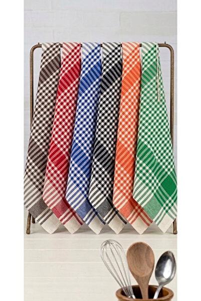 Vivesta Home Gingham 6-Piece German Napkin Kitchen Towel Drying Cloth Food Co...