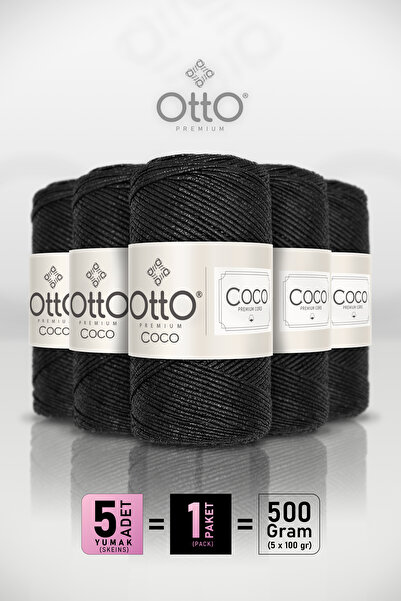 Otto Coco - Black - 5-Pack - 2Mm/100Gr/125M - Glitter Cotton Bag and Accessor...
