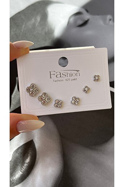 Twinssis Accessories طقم أقراط من حجر الزركون بتصميم بسيط