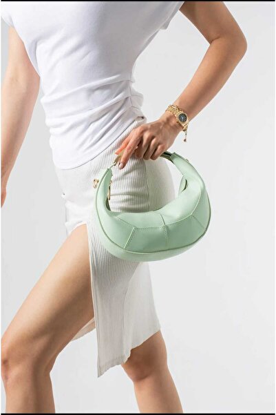 ÖZÜM ÇANTA Emmy Model Women's Hand and Shoulder Crossbody Bag Mint Green