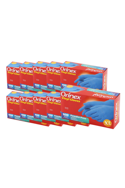 Orinex اورينكس | قفازات فينيل بدون بودرة لون أزرق مقاس ( XL )
