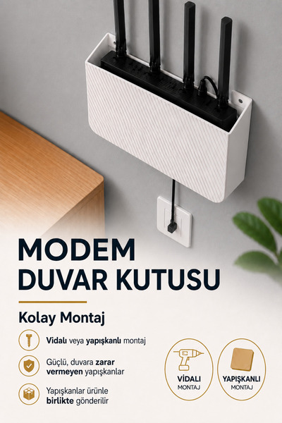 Home Zidna kutija za modem - Držač za modem, beli organizator kabela, zidni l...