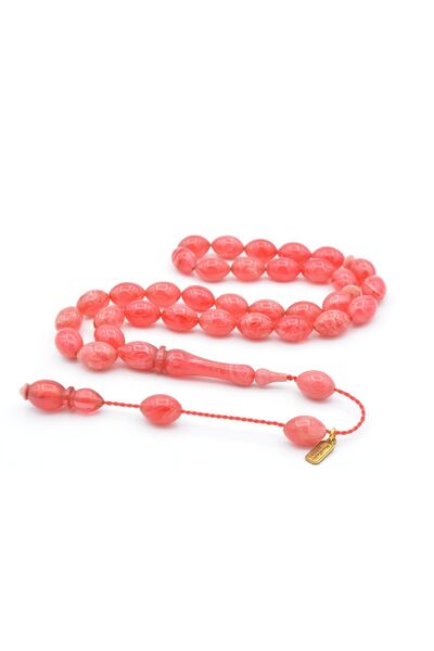 Murty99 Mustafa Uysal Signed Beyzi Cut Hareli Pink Crimped Amber Prayer Beads...