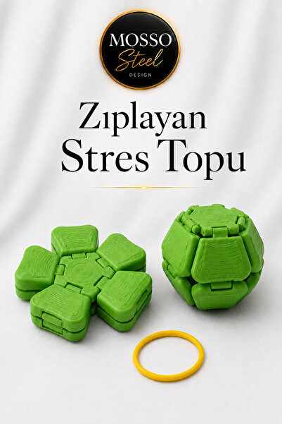 Mosso Steel Zıplayan Stres Topu Clicker Stres Topu – Lastik Mekanizmalı 3D Ba...