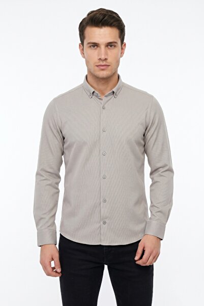 ADVANTE Men's Sport Slim Fit Long Sleeve Honeycomb Textured Shirt Bgl-St05483