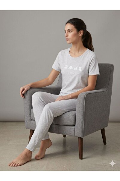 fameshomewear Summer 100% Combed Cotton Women's Soft Pandan Pattern Home Wear