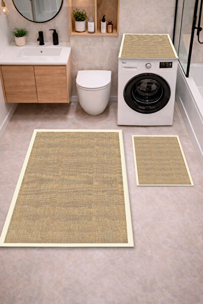 Getcarpet Комплект от 3 части килимчета за баня с дигитален принт и неплъзгащ...