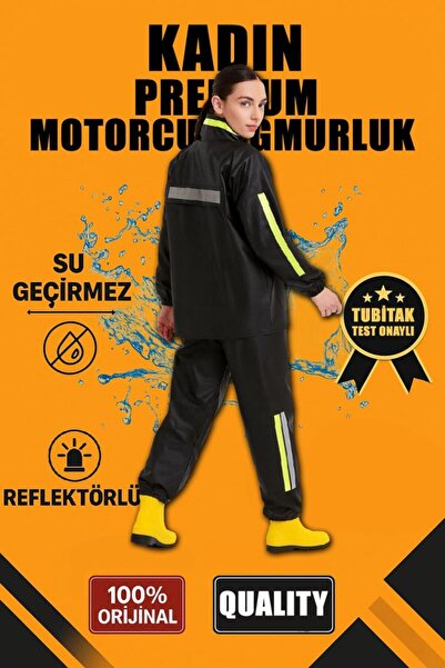 velmorafashion Kadın Premium Motorcu Kurye Yağmurluk Takım Su Geçirmez PVC Re...