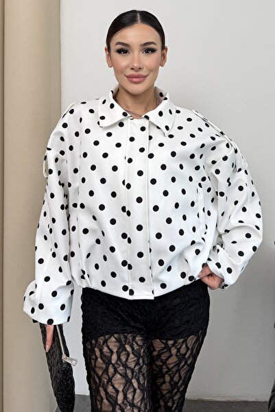 moda armanc Kadın Puantiyeli Oversize Bomber Ceket | Yeni Sezon Mevsimlik Ceket