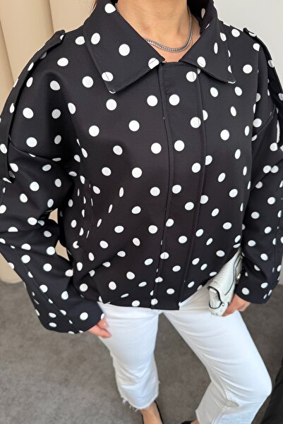 moda armanc Jachetă bomber oversize cu buline pentru femei |   Jachetă sezoni...