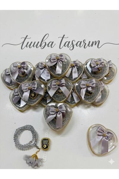 Tuuba tasarım 5 ADET İSME ÖZEL TAŞ İŞLEMELİ ÖZEL KALP KUTU İÇİNDE 8 MM KRİSTA...