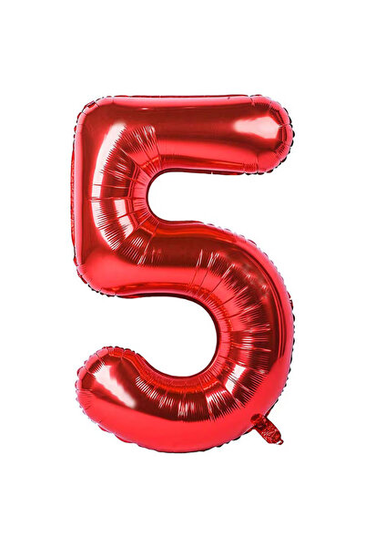Balonsan 40" Red -5- Age Number Foil Balloon 100 cm