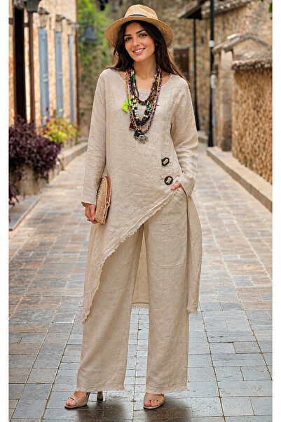 MENSAR OTANTİK Buckle-Strapped Linen Trouser Set