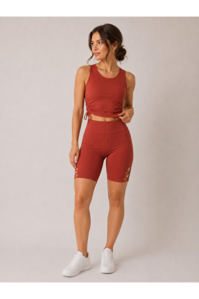 Trendline Women's Ribbed High-Waisted Leggings Crop Set