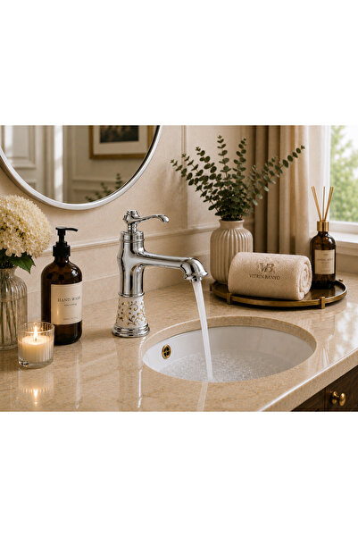 vb vitrinbanyo Chrome Ceramic Patterned Lavatory Faucet – Classic Luxury Sing...
