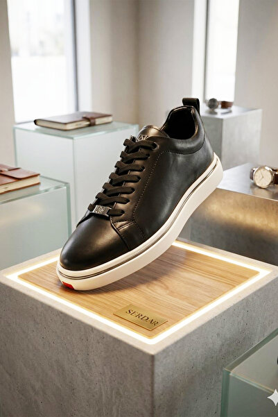 MARCOMEN Men's genuine leather casual shoes 23028 black