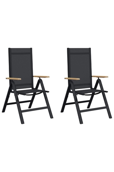 vidaxl Scaune de grădină rabatabile 2 pcs Negru 58 x 73 x 111,5 cm
