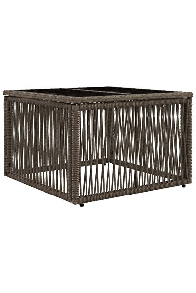 vidaxl Masă de Grădină Gri și negru 55 x 55 x 37 cm Ratan PE și sticlă
