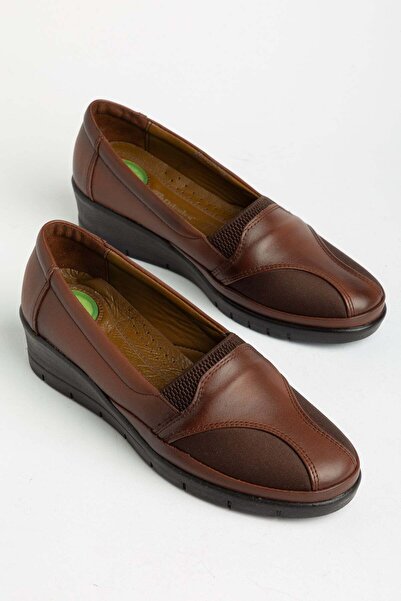 Dilimler Ayakkabı Large Size Genuine Leather Women's Wedge Heeled Casual Shoe...