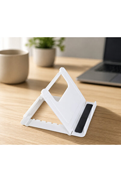 EXSİLS Katlanabilir Plastik Tablet ve Telefon Tutucu Stand (Beyaz)