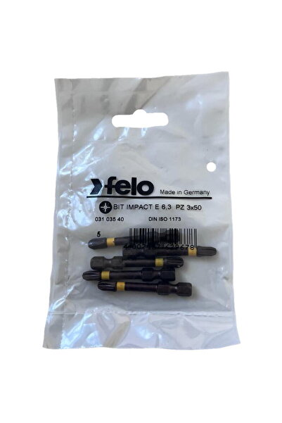 FELO Set de 5 biți, profil Impact, tip Pozidrive, E6.3, PZ3, 50mm