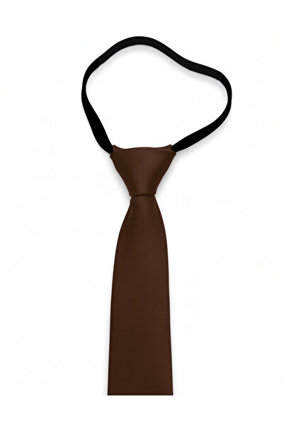 BLC Basic Line Co. Brown Plain Elastic Ready-Tied 6 cm Wide Tie