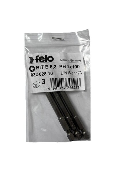 FELO Set 3 biți cu profil industrial Philips, E6.3, PH2, 100mm