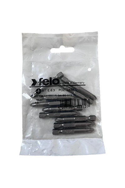 FELO Set de 10 biți, profil industrial, tip Pozidrive, E6.3, PZ2, 50mm