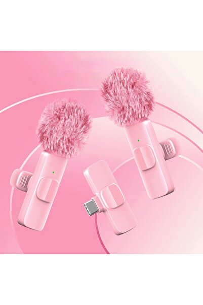 alphastore Pembe Profesyonel Kablosuz Yaka Mikrofonu (Çiftli Set) - iPhone, A...