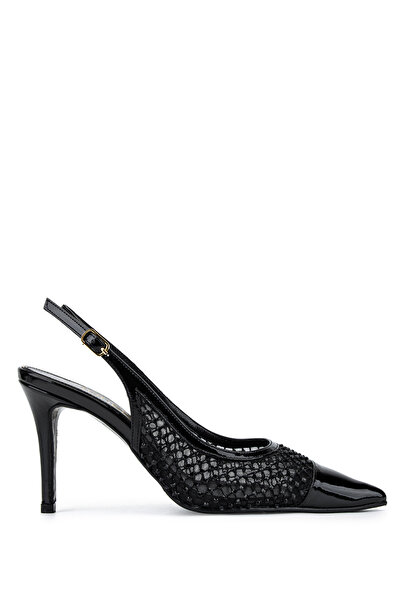 Tamer Tanca Women's Genuine Leather Black Heeled Shoes