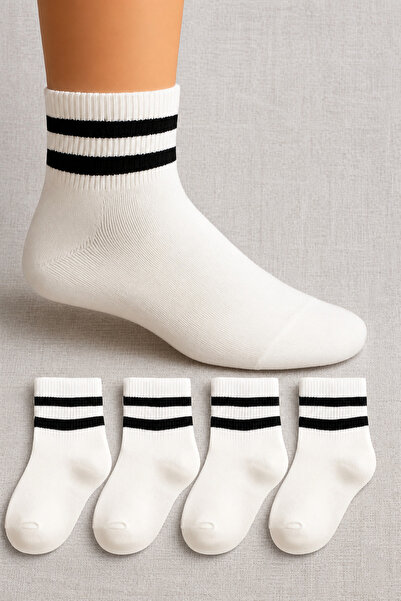 ZENGİN Pack of 4 Seamless Tennis Socks for Children |   Breathable Cotton Cas...