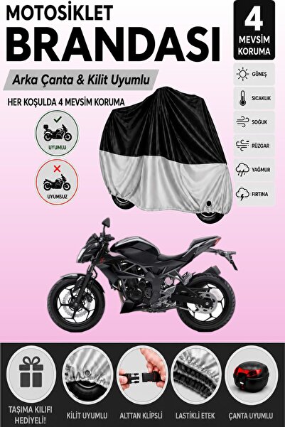 Cemku Double Black Top - Gray Bottom, Rear Bag Compatible Kawasaki Z 250Sl Mo...